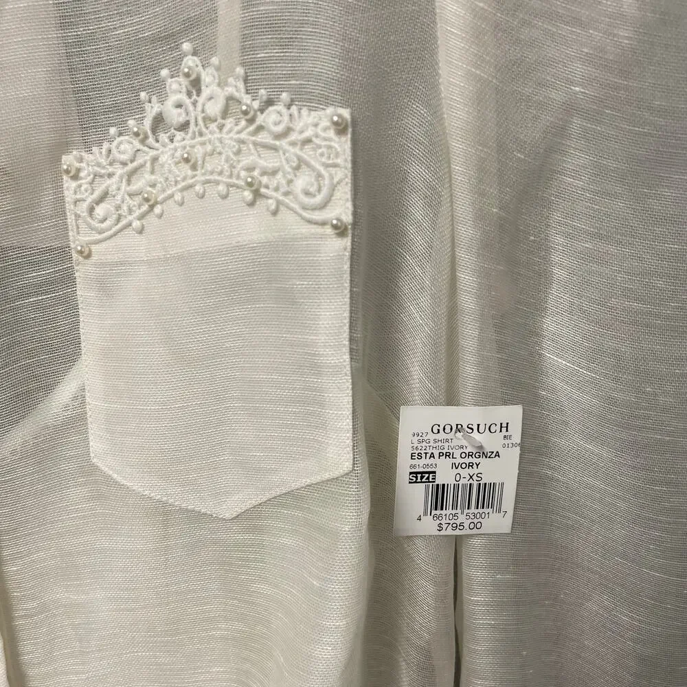 NWT Zimmermann High Tide Pearl Shirt Ivory Long Sleeve Button Up AU 0 / US 4 - Picture 4 of 11